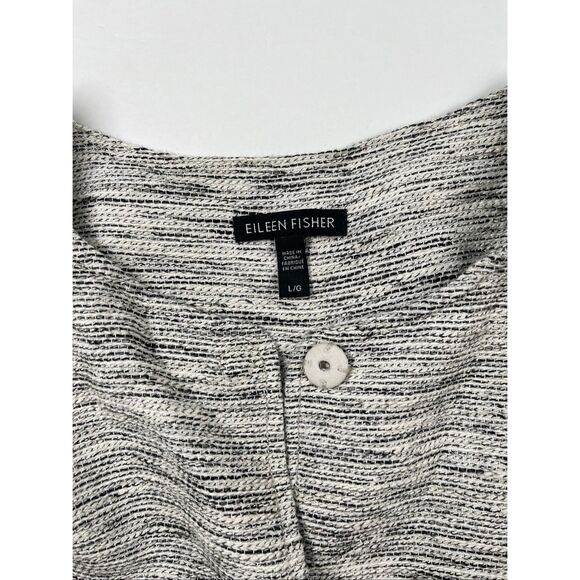 Eileen Fisher Textured Knit Button Front Coat Cardigan Jacket Size Large Grey - Picture 6 of 14